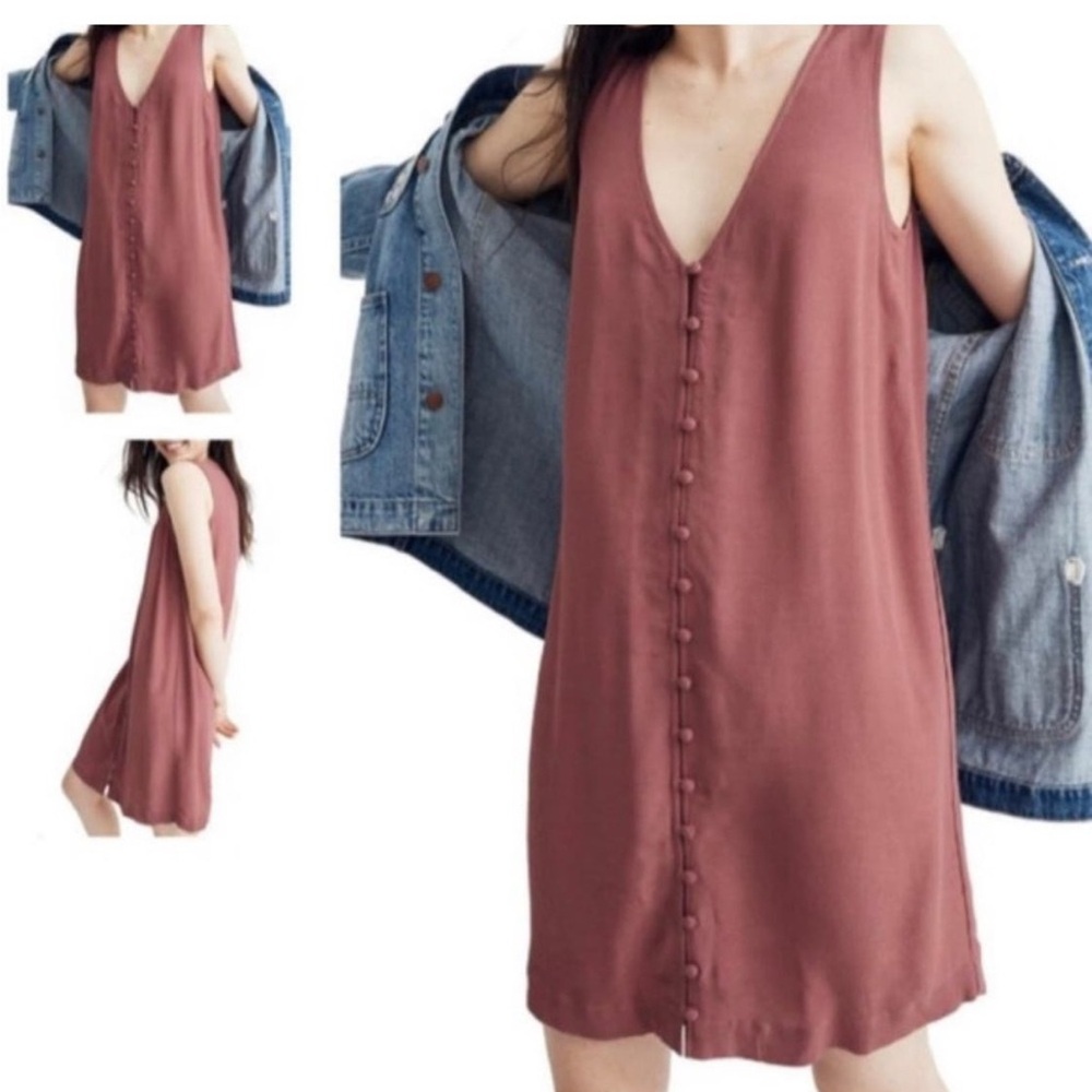Madewell Heather Button front dress Autumn Berry mauve color size Medium